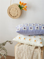 Elegant Cotton Floral Printed Pillow Cases Pillow Cover Canvas Embroidery Cushion Cover Home Decor Yellow Flowers Pillow Case Soft Luxury Style