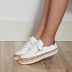 Elegant Floral Womens Sneakers Printed Lace Up Flat Shoes Fashion Round Toe Shoes Women Casual Sneakers Comfortable Tennis Shoes For Walking Stevvex