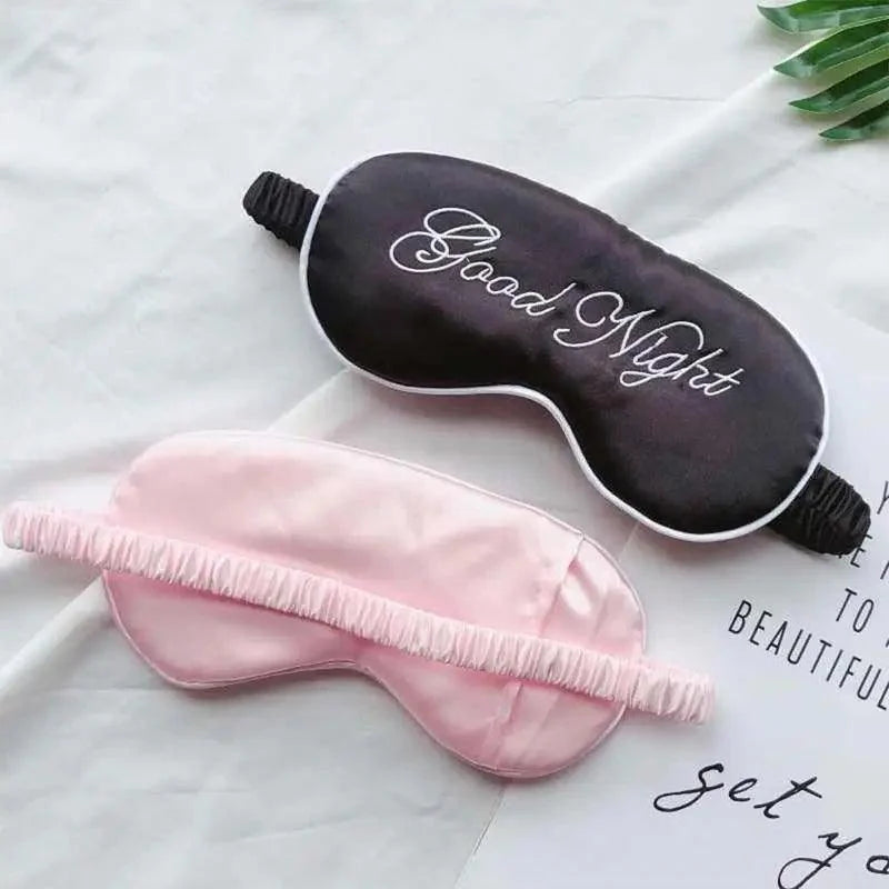 Elegant Good Night Soft Eye Masks Cute Design Eye Cover Sleeping Blindfold Women Eye Cover Full Night's Sleep Travel Portable Lightweight Eye Mask Stevvex