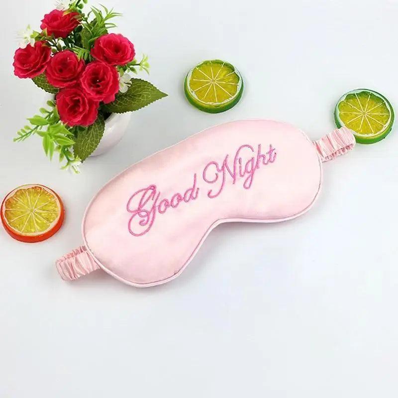 Elegant Good Night Soft Eye Masks Cute Design Eye Cover Sleeping Blindfold Women Eye Cover Full Night's Sleep Travel Portable Lightweight Eye Mask Stevvex