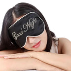 Elegant Good Night Soft Eye Masks Cute Design Eye Cover Sleeping Blindfold Women Eye Cover Full Night's Sleep Travel Portable Lightweight Eye Mask Stevvex