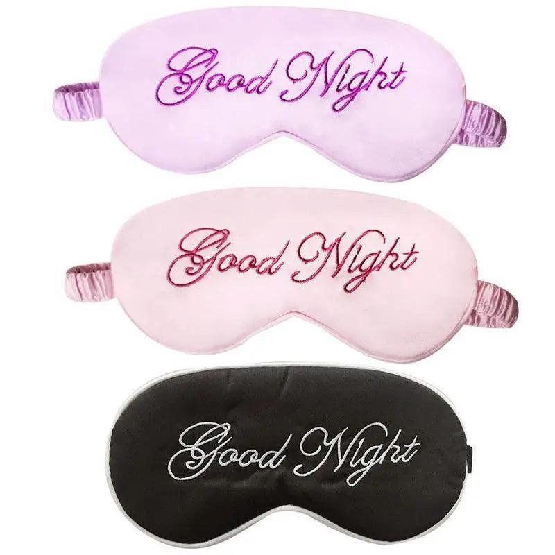 Elegant Good Night Soft Eye Masks Cute Design Eye Cover Sleeping Blindfold Women Eye Cover Full Night's Sleep Travel Portable Lightweight Eye Mask Stevvex