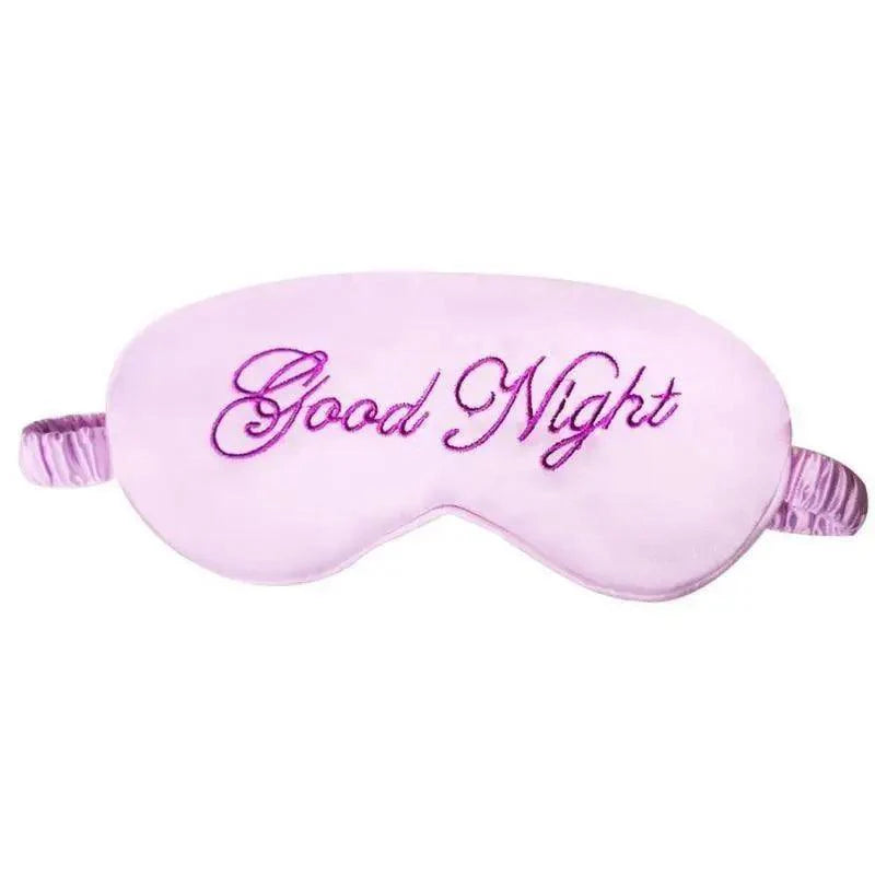 Elegant Good Night Soft Eye Masks Cute Design Eye Cover Sleeping Blindfold Women Eye Cover Full Night's Sleep Travel Portable Lightweight Eye Mask Stevvex