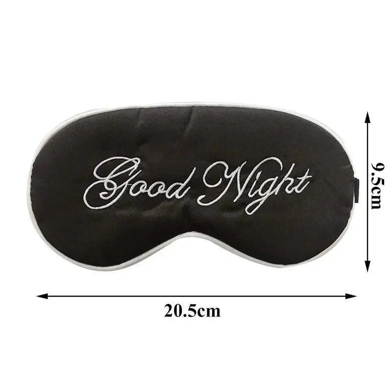 Elegant Good Night Soft Eye Masks Cute Design Eye Cover Sleeping Blindfold Women Eye Cover Full Night's Sleep Travel Portable Lightweight Eye Mask Stevvex