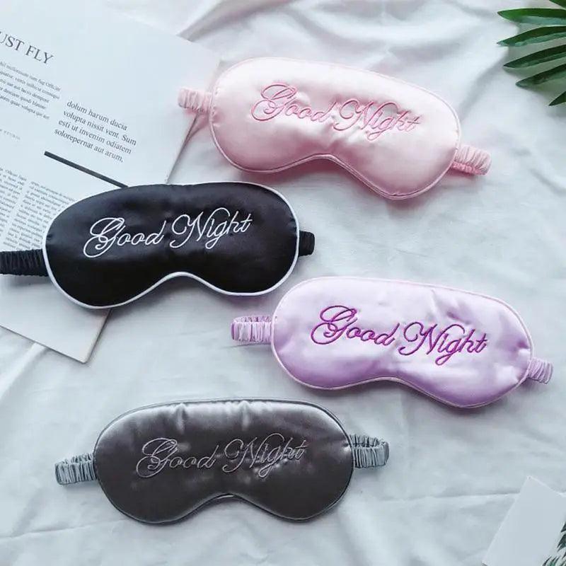 Elegant Good Night Soft Eye Masks Cute Design Eye Cover Sleeping Blindfold Women Eye Cover Full Night's Sleep Travel Portable Lightweight Eye Mask Stevvex