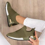 Elegant Green Women Sneakers Slip-On Solid Color Sneakers Sport Mesh Casual Shoes Fashion Autumn Running And Walking Lace-up Breathable Casual Comfortable Walking Sneakers Stevvex