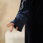 Luxury Velvet Open Abaya | Hand-Stitched Beaded Open Velvet Abaya (MOA106)