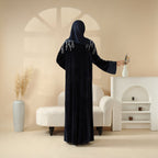 Luxury Velvet Open Abaya | Hand-Stitched Beaded Open Velvet Abaya (MOA106)