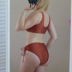 Elegant High Waist Bikini Set Push Up Swimwear Women Swimsuits New Black Bathing Suit Twist Women's High Waist Bikini Twist Front Tie Back 2 Piece Lace Up Summer Swimsuits Stevvex