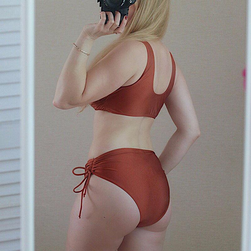 Elegant High Waist Bikini Set Push Up Swimwear Women Swimsuits New Black Bathing Suit Twist Women's High Waist Bikini Twist Front Tie Back 2 Piece Lace Up Summer Swimsuits Stevvex