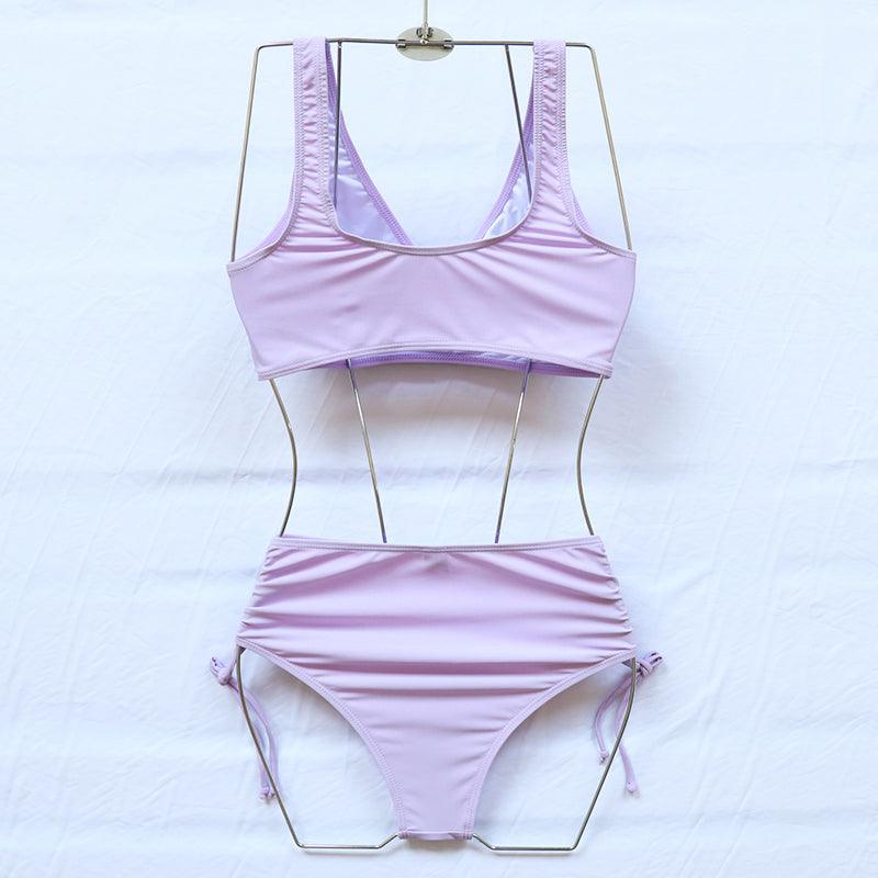 Elegant High Waist Bikini Set Push Up Swimwear Women Swimsuits New Black Bathing Suit Twist Women's High Waist Bikini Twist Front Tie Back 2 Piece Lace Up Summer Swimsuits Stevvex