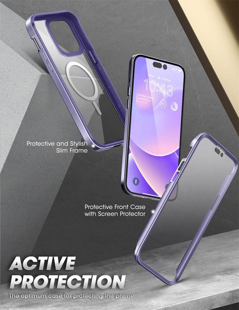 Elegant iPhone 14 Pro Max Case 6.7" Strong Edges Slim Frame Clear Protective Case with Built-in Screen Protector Compatible Shockproof Thin Clear Case Luxury Case For Smartphone Stevvex