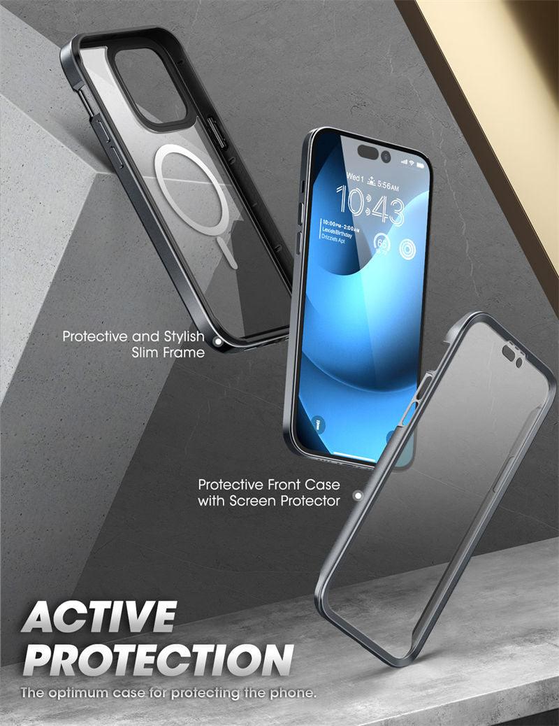 Elegant iPhone 14 Pro Max Case 6.7" Strong Edges Slim Frame Clear Protective Case with Built-in Screen Protector Compatible Shockproof Thin Clear Case Luxury Case For Smartphone Stevvex
