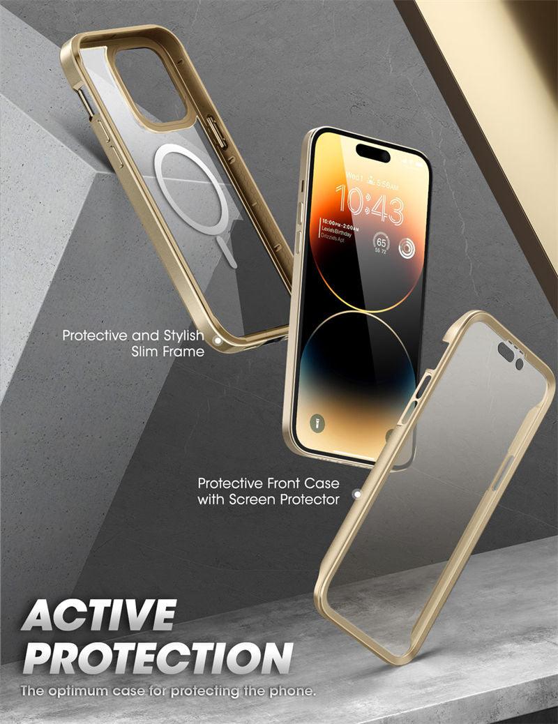 Elegant iPhone 14 Pro Max Case 6.7" Strong Edges Slim Frame Clear Protective Case with Built-in Screen Protector Compatible Shockproof Thin Clear Case Luxury Case For Smartphone Stevvex