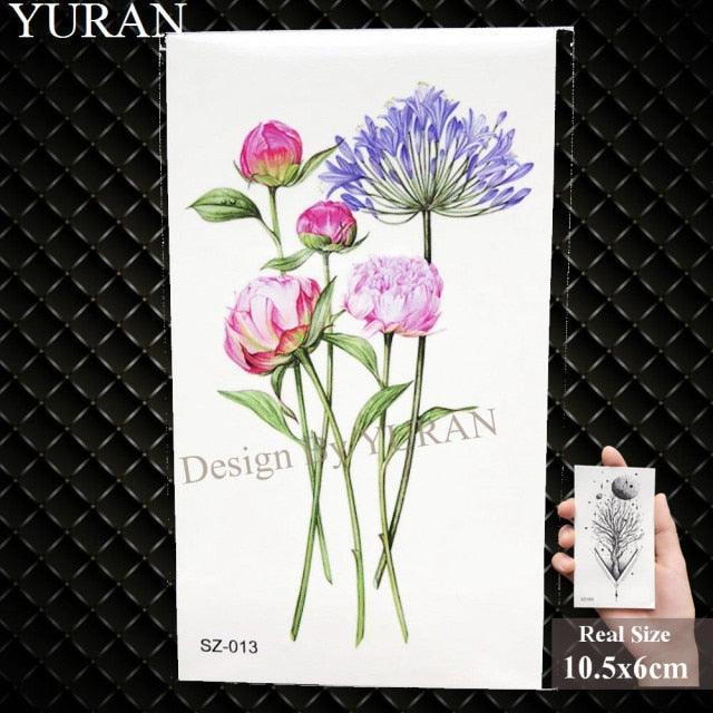 Elegant Lavender Flower Tattoo Stickers Temporary Waterproof Colorful Modern Children Tattoo Stevvex