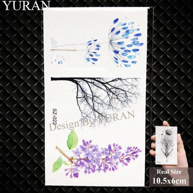 Elegant Lavender Flower Tattoo Stickers Temporary Waterproof Colorful Modern Children Tattoo Stevvex