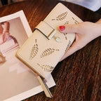 Elegant Leaf Zipper PU Leather Women Wallet Retro Card Holder Modern Design Wallet Excellent Gift Stevvex