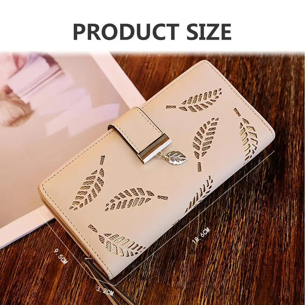 Elegant Leaf Zipper PU Leather Women Wallet Retro Card Holder Modern Design Wallet Excellent Gift Stevvex
