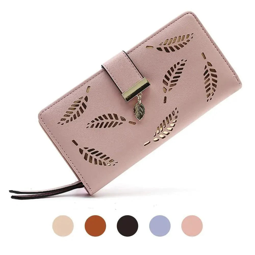 Elegant Leaf Zipper PU Leather Women Wallet Retro Card Holder Modern Design Wallet Excellent Gift Stevvex