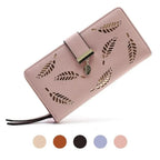Elegant Leaf Zipper PU Leather Women Wallet Retro Card Holder Modern Design Wallet Excellent Gift Stevvex