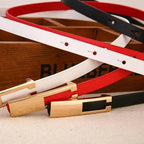 Elegant Leather Adjustable Thin Belt For Women Unique Black Design Ladies Belt High Quality Charming Waistbands For Dress Stevvex