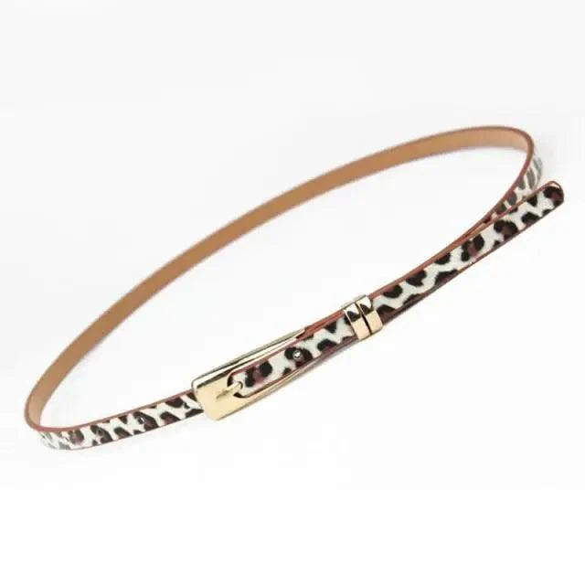 Elegant Leather Adjustable Thin Belt For Women Unique Black Design Ladies Belt High Quality Charming Waistbands For Dress Stevvex