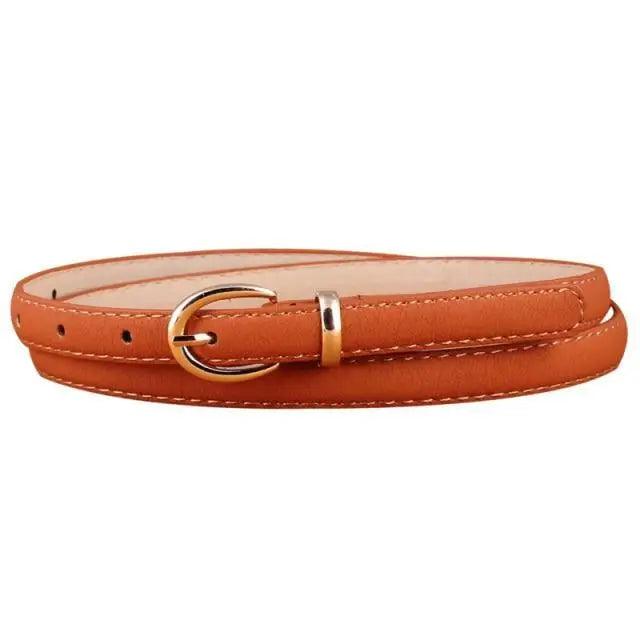 Elegant Leather Adjustable Thin Belt For Women Unique Black Design Ladies Belt High Quality Charming Waistbands For Dress Stevvex