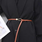 Elegant Leather Adjustable Thin Belt For Women Unique Black Design Ladies Belt High Quality Charming Waistbands For Dress Stevvex