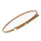 Elegant Leather Adjustable Thin Belt For Women Unique Black Design Ladies Belt High Quality Charming Waistbands For Dress Stevvex
