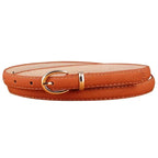 Elegant Leather Adjustable Thin Belt For Women Unique Black Design Ladies Belt High Quality Charming Waistbands For Dress Stevvex