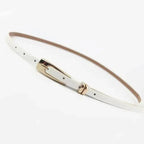 Elegant Leather Adjustable Thin Belt For Women Unique Black Design Ladies Belt High Quality Charming Waistbands For Dress Stevvex