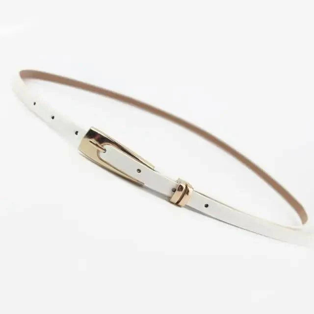 Elegant Leather Adjustable Thin Belt For Women Unique Black Design Ladies Belt High Quality Charming Waistbands For Dress Stevvex