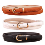 Elegant Leather Adjustable Thin Belt For Women Unique Black Design Ladies Belt High Quality Charming Waistbands For Dress Stevvex