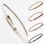 Elegant Leather Adjustable Thin Belt For Women Unique Black Design Ladies Belt High Quality Charming Waistbands For Dress Stevvex