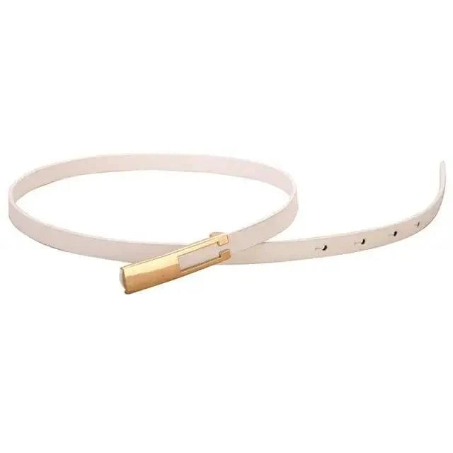 Elegant Leather Adjustable Thin Belt For Women Unique Black Design Ladies Belt High Quality Charming Waistbands For Dress Stevvex