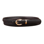 Elegant Leather Adjustable Thin Belt For Women Unique Black Design Ladies Belt High Quality Charming Waistbands For Dress Stevvex