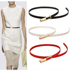 Elegant Leather Adjustable Thin Belt For Women Unique Black Design Ladies Belt High Quality Charming Waistbands For Dress Stevvex