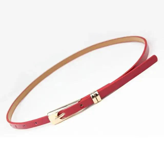 Elegant Leather Adjustable Thin Belt For Women Unique Black Design Ladies Belt High Quality Charming Waistbands For Dress Stevvex