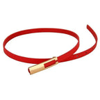 Elegant Leather Adjustable Thin Belt For Women Unique Black Design Ladies Belt High Quality Charming Waistbands For Dress Stevvex