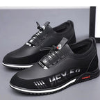 Elegant Leather Mens Luxury Casual Slip On Black Driving Fashion Sneakers Casual Walking Shoes Lightweight Anti-Slip Low Top Breathable Leather Mens Business Sneakers Stevvex