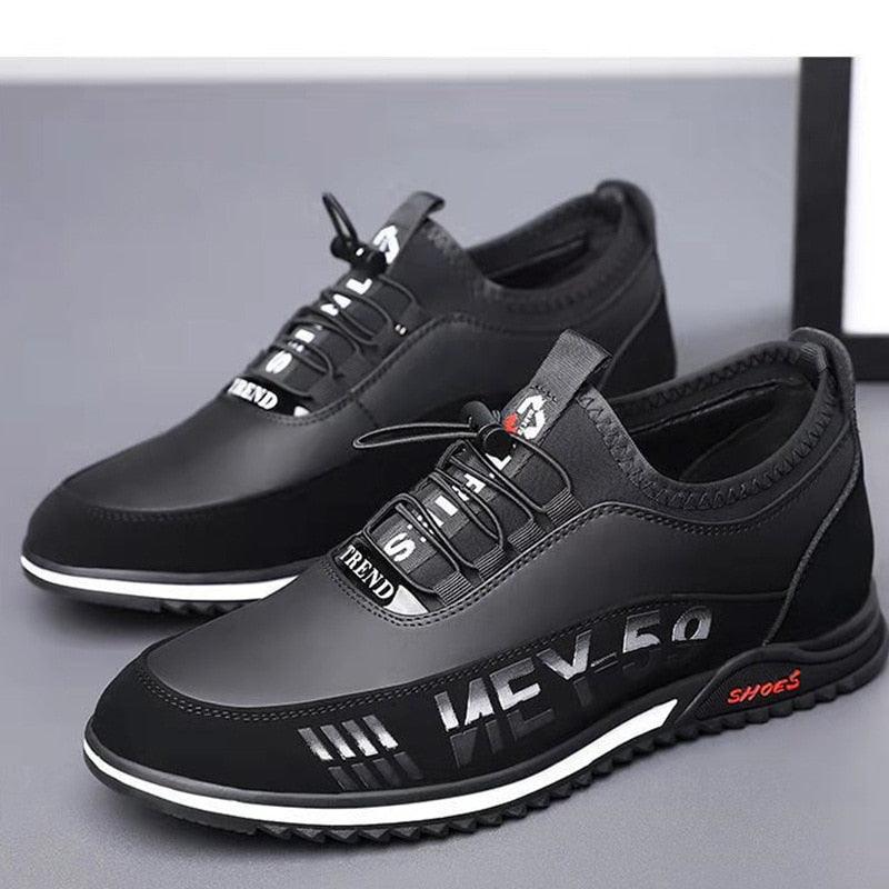 Elegant Leather Mens Luxury Casual Slip On Black Driving Fashion Sneakers Casual Walking Shoes Lightweight Anti-Slip Low Top Breathable Leather Mens Business Sneakers Stevvex