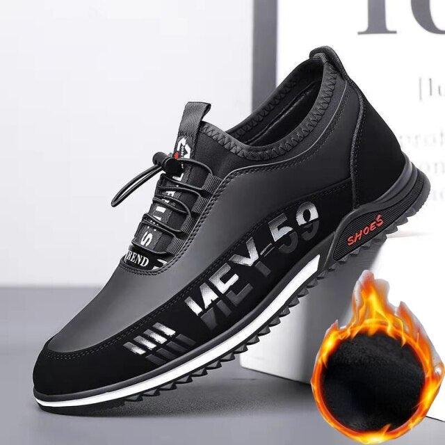 Elegant Leather Mens Luxury Casual Slip On Black Driving Fashion Sneakers Casual Walking Shoes Lightweight Anti-Slip Low Top Breathable Leather Mens Business Sneakers Stevvex