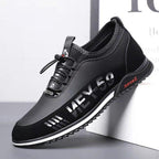 Elegant Leather Mens Luxury Casual Slip On Black Driving Fashion Sneakers Casual Walking Shoes Lightweight Anti-Slip Low Top Breathable Leather Mens Business Sneakers Stevvex