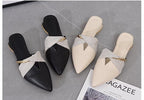 Elegant Low Heel Women Summer Pointed-Toe Slippers Slip On Office Shoes Luxury Women Slip On Comfortable Pointed Toe Womens Loafers Backless Low Heel Slide Slippers Stevvex
