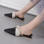 Elegant Low Heel Women Summer Pointed-Toe Slippers Slip On Office Shoes Luxury Women Slip On Comfortable Pointed Toe Womens Loafers Backless Low Heel Slide Slippers Stevvex