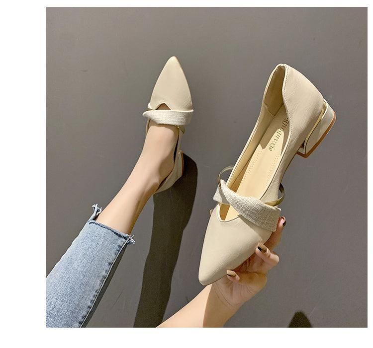 Elegant Low Heel Women Summer Pointed-Toe Slippers Slip On Office Shoes Luxury Women Slip On Comfortable Pointed Toe Womens Loafers Backless Low Heel Slide Slippers Stevvex