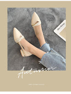 Elegant Low Heel Women Summer Pointed-Toe Slippers Slip On Office Shoes Luxury Women Slip On Comfortable Pointed Toe Womens Loafers Backless Low Heel Slide Slippers Stevvex
