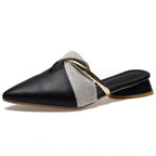 Elegant Low Heel Women Summer Pointed-Toe Slippers Slip On Office Shoes Luxury Women Slip On Comfortable Pointed Toe Womens Loafers Backless Low Heel Slide Slippers Stevvex
