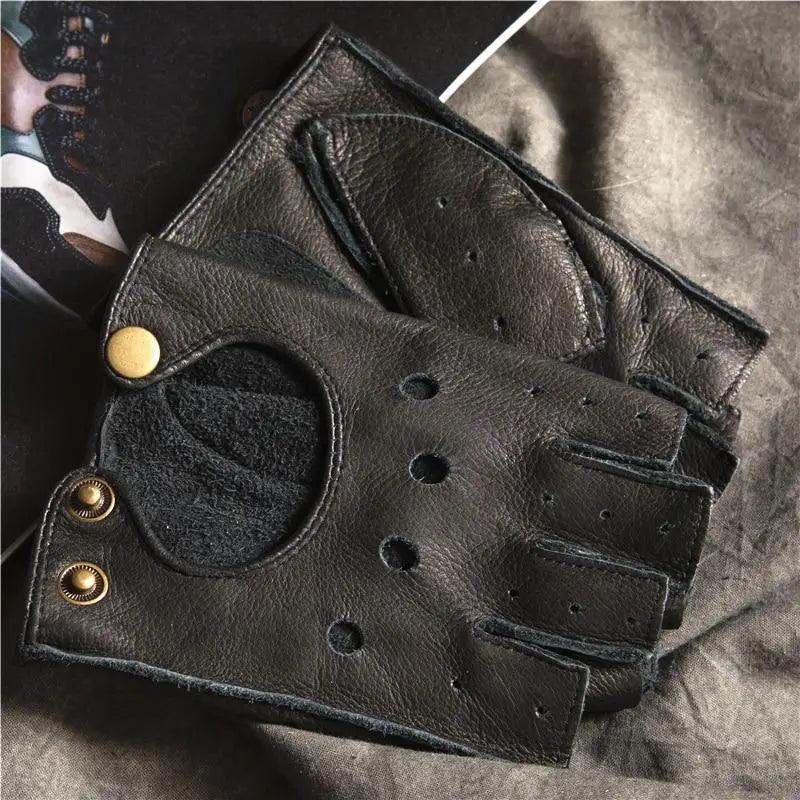 Elegant Men Leather Fingerless Gloves Yellow Cool Stylish Design Comfortable Gloves For Men Stevvex