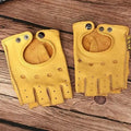 Elegant Men Leather Fingerless Gloves Yellow Cool Stylish Design Comfortable Gloves For Men Stevvex